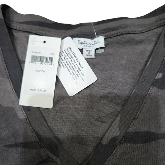 NWT Splendid Kate Camo V Neck Casual Soft Short Sleeve Tee Top Size XS - Picture 6 of 7